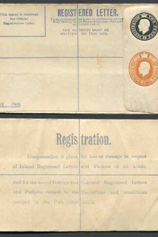 RP31a KGV 2d Black and 2d Orange Compound Registered Envelope Flap Type 6 Mint