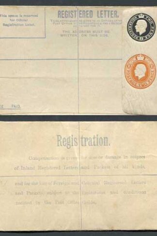 RP31a KGV 2d Black and 2d Orange Compound Registered Envelope Flap Type 6 Mint