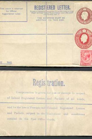 RP32a KGV 3d and 1d Compound Registered Envelope Size G Format RF9a with 1d Sta