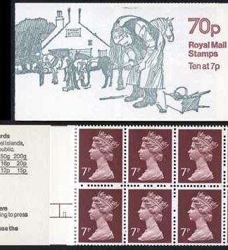 FD2a 1978 70p Booklet Cylinder 11 Bar Selvedge At Left