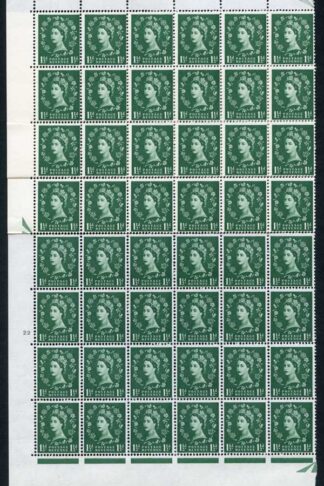 S29 1 1/2d Green Wmk Crowns Cyl 22 No Dot Whiter Paper U/M Block 120 E/I