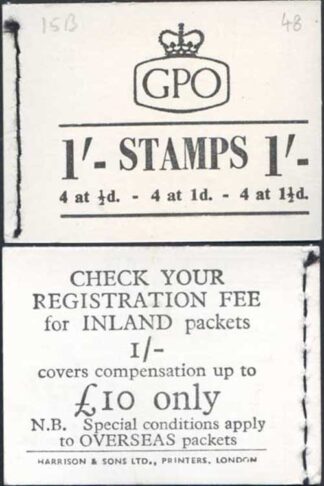 K3a 1/- Crowns Wmk Back Cover 10 pound only. Overseas letter rate 4d