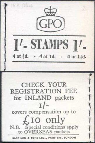 SG K3 QEII 1/- Booklet wmk multiple Crown