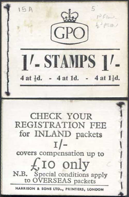 SG K3 QEII 1/- Booklet wmk multiple Crown