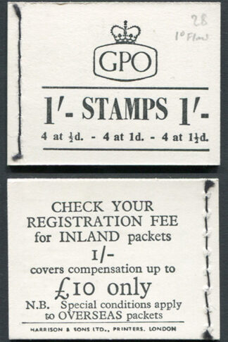 K3 1/- Wmk Crowns Back Cover 10 pound only. Overseas letter rate 6d