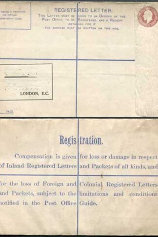 RP25 KEVII 3d Registered Envelope Size H Imprint letters AC MINT