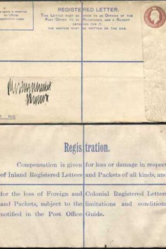 RP25 KEVII 3d Registered Envelope Size H Imprint letters AC MINT