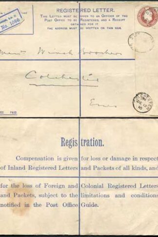 RP25 KEVII 3d Registered Envelope Size H Imprint letters ?D USED