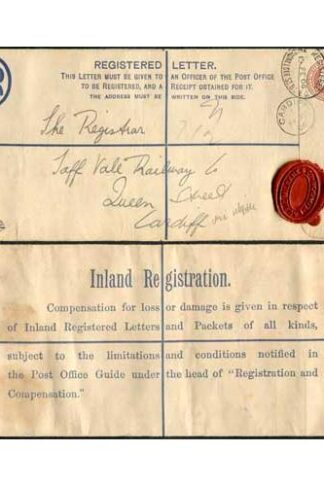 RP24 KEVII 3d Registered Envelope Size H2 no code letters USED