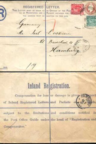 RP24 KEVII 3d Registered Envelope Size H no code letters UPRATED