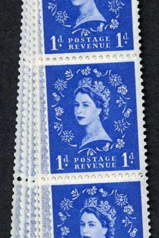 S24 1d Ultramarine Crowns Wmk U/M Coil Strip 58 Violet Phosphor