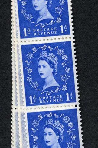 S24 1d Ultramarine Crowns Wmk U/M Coil Strip 40 Violet Phosphor
