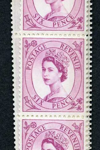 S113 6d Deep Claret Crowns Wmk U/M Coil Strip 60 Violet Phosphor