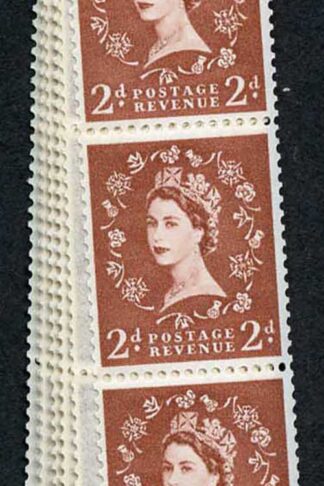 S49 2d Light Red Brown Crowns Wmk U/M Coil Strip 59 Violet Phosphor