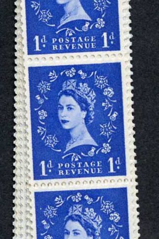 S24 1d Ultramarine Crowns Wmk U/M Coil Strip 59 Violet Phosphor
