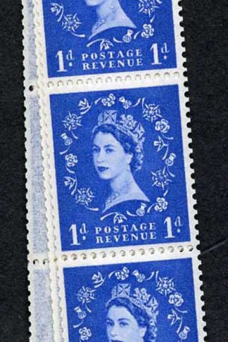 S24 1d Ultramarine Crowns Wmk U/M Coil Strip 28 Violet Phosphor