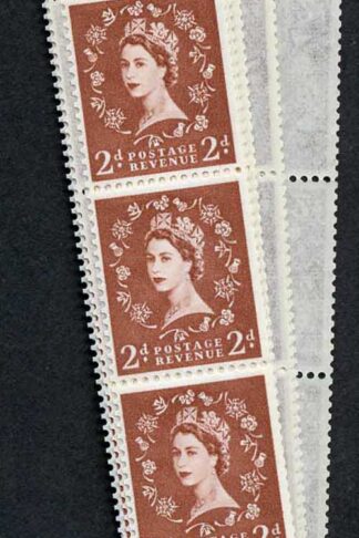 S49 2d Light Red Brown Crowns Wmk U/M Coil Strip 59 Violet Phosphor