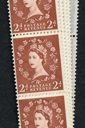 S49 2d Light Red Brown Crowns Wmk U/M Coil Strip 58 Violet Phosphor