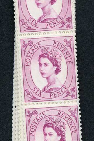 S113 6d Deep Claret Crowns Wmk U/M Coil Strip 60 Violet Phosphor