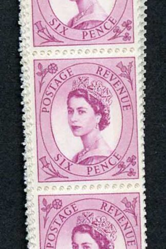 S113 6d Deep Claret Crowns Wmk U/M Coil Strip 60 Violet Phosphor