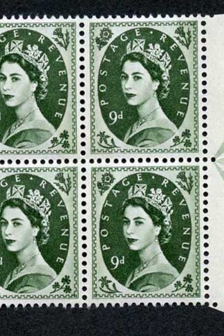 S128c 9d Bronze Green Crowns Wmk U/M Arrow Block 4 Violet Phosphor