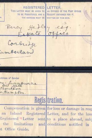 RP47 KGVI 4 1/2d Registered Envelope Size H2 Registration on Back MINT
