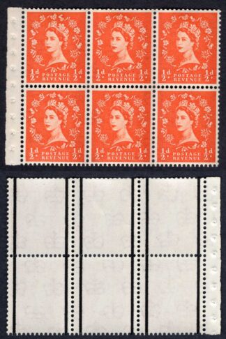 SB14 1/2d Graphite Booklet Pane of 6 Wmk Crowns Upright U/M