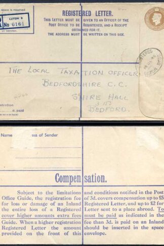 RP60 KGVI 5 1/2d Registered Envelope Size H Sans-Serif IMPRINT P A and Co Ltd U