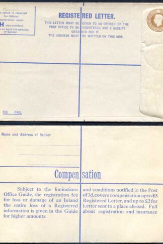 RP57 KGVI 5 1/2d Registered Envelope Size H Serif IMPRINT EMERSON MAKE Mint