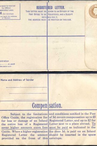 RP60 KGVI 5 1/2d Registered Envelope Size H Sans-Serif IMPRINT P A and Co Ltd M