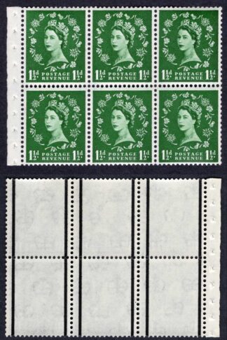 SB70 1 1/2d Graphite Wmk Crowns Upright Booklet Pane of 6 U/M