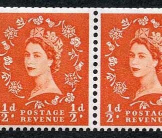 SB6 1/2d Edward Wmk Booklet Pane of 2 U/M Cylinder 3 No Dot