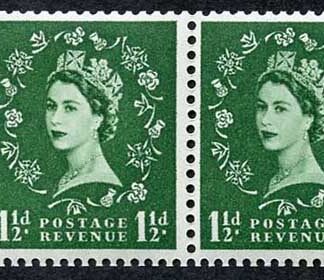 SB64 1 1/2d Edward Wmk Booklet Pane of 2 U/M Cylinder 14 No Dot