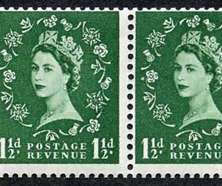 SB64 1 1/2d Edward Wmk Booklet Pane of 2 U/M Cylinder 14 No Dot