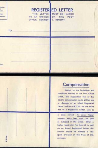 RP71 KGVI 8 1/2d Grey Registered Envelope Size K MINT