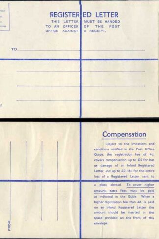 RP69 KGVI 6 1/2d Puce Registered Envelope Size K 2 and 18 on Back MINT