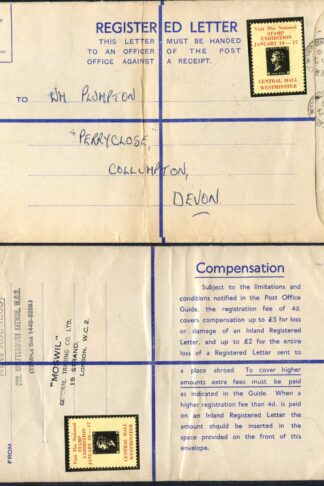 RP68 KGVI 6 1/2d Puce Registered Envelope Size K  2 pound on Back USED