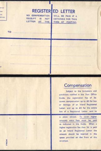 RP63 KGVI 5 1/2d Brown Registered Envelope Size K MINT