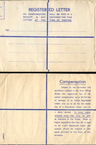 RP63 KGVI 5 1/2d Brown Registered Envelope Size K MINT