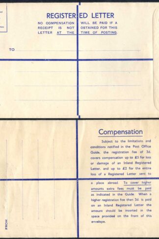 RP63 KGVI 5 1/2d Brown Registered Envelope Size K MINT