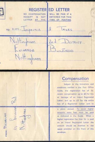 RP63 KGVI 5 1/2d Brown Registered Envelope Size K USED