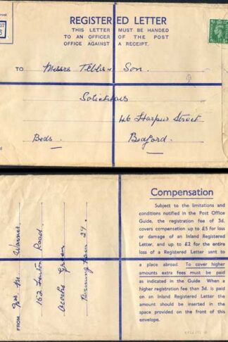 RP66 KGVI 5 1/2d Brown Registered Envelope Size K USED