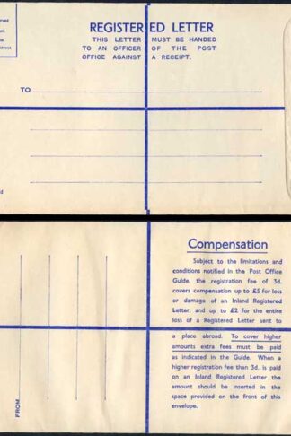 RP66 KGVI 5 1/2d Brown Registered Envelope Size K MINT
