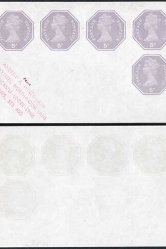 WSP151 QEII 5p Pale Violet x 5 Stamped to Order Gummed Newspaper Wrapper