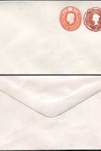 ESC971 QEII 2d and KGVI 1/2d Compound Stamped to Order Envelope Approx 89mmx152