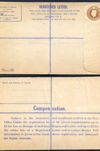 RP58 KGVI 5 1/2d Registered Envelope Size H Serif IMPRINT B E and W Mint