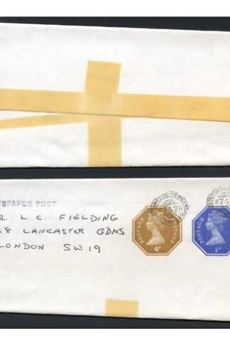 WS131 QEII 1/2p ERROR of COLOUR and 4p Stamped to Order Newspaper Wrapper Used