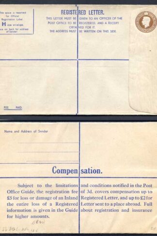 RP58 KGVI 5 1/2d Registered Envelope Size H Serif IMPRINT B E and W Mint