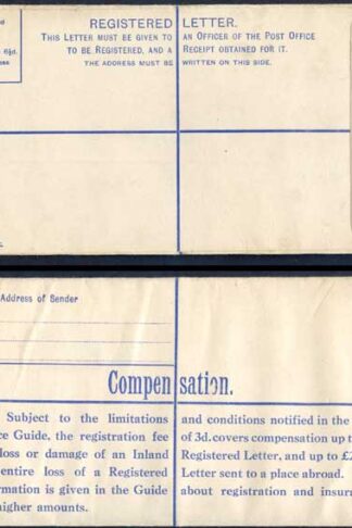 RP53 KGVI 5 1/2d Registered Envelope Size H2 Selling Price in Box MINT