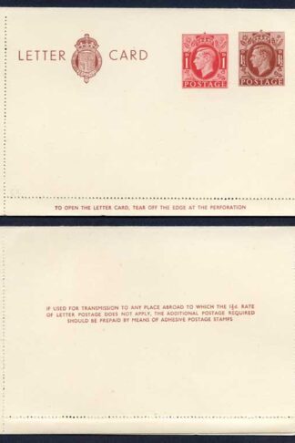 LCP14b KGVI 1 1/2d and 1d Letter Card Gummed on Back Half